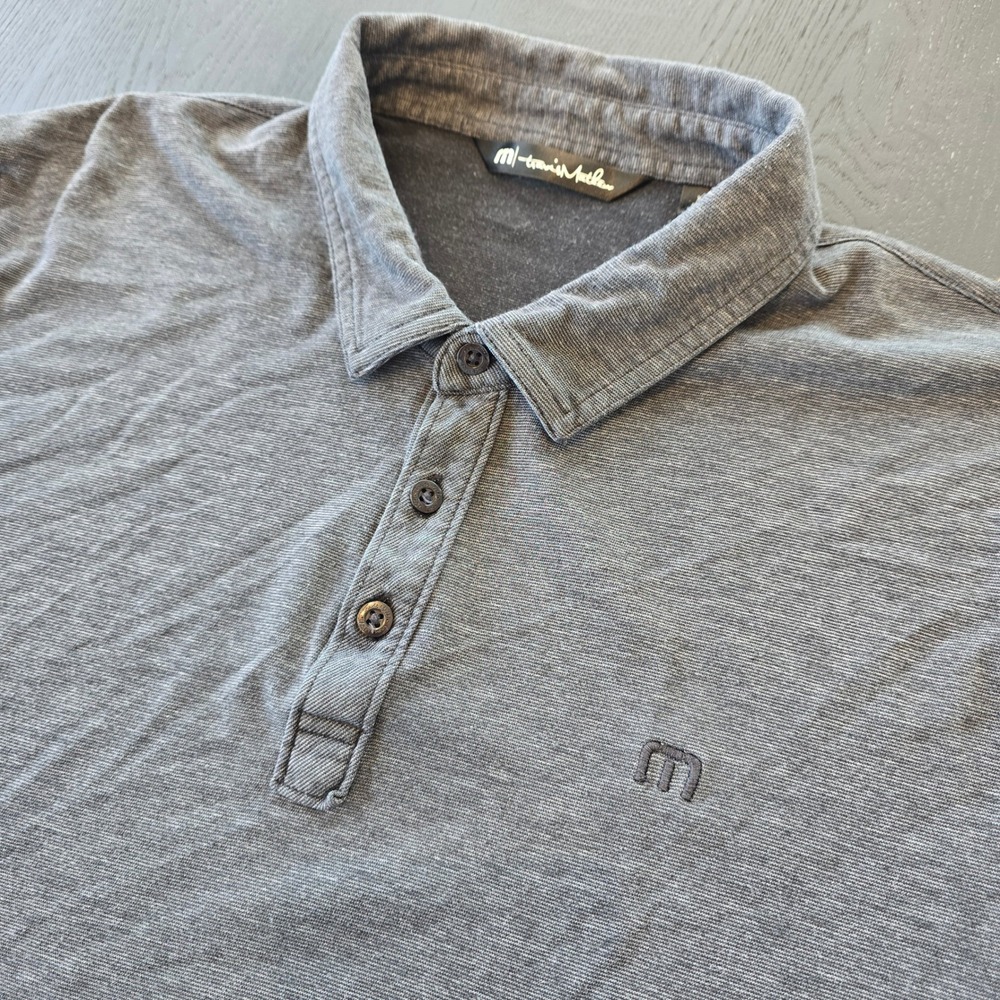 Travis Mathew Mens XXL Polo Shirt Gray Pima Cotton Blend Short Sleeve Golf Top